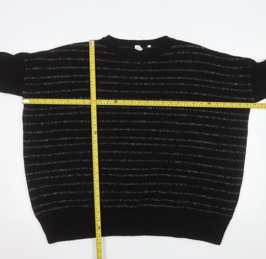 AND/OR Women’s Black Striped Knit Pullover Jumper Size 12