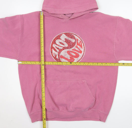 Brandy Melville Womens Pink Pullover Hoodie Love Graphic Size S/M
