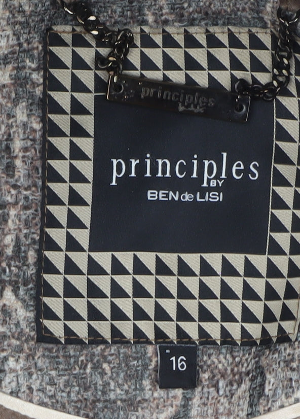 Additional view of Principles by Ben de Lisi Women's Grey Animal Print Mid-Length Overcoat, size 16