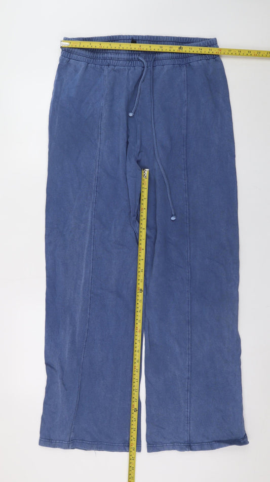Rising Men's Blue Relaxed Fit Sweatpants L Cotton Drawstring Trousers