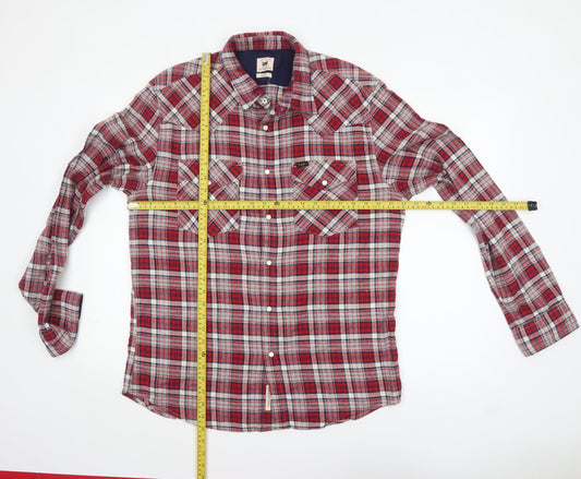 Lee Men's Red Plaid Slim Fit Flannel Button-Up Shirt XL