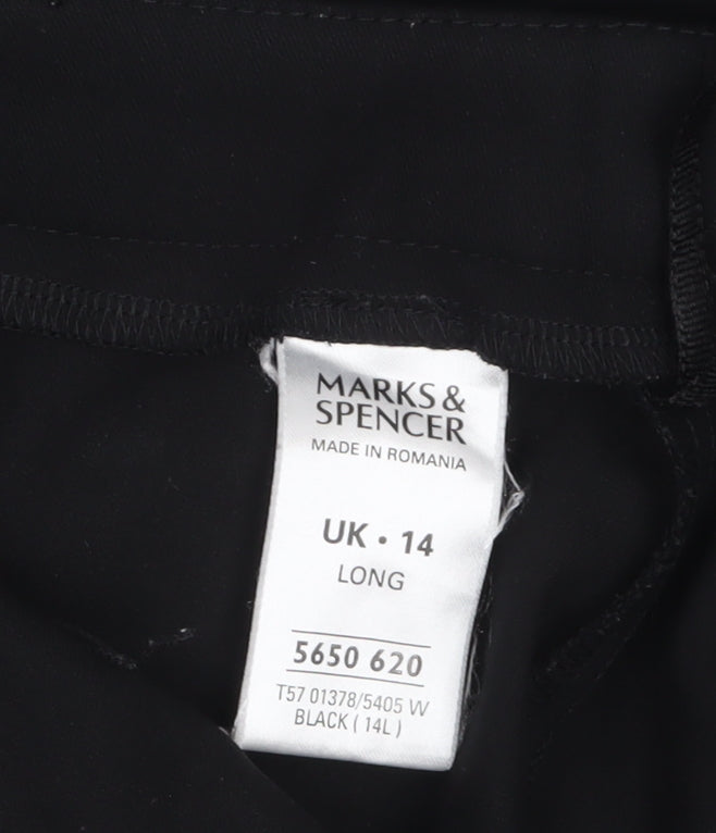 Marks and Spencer Women Black Size 14 Tall Straight Leg Trousers