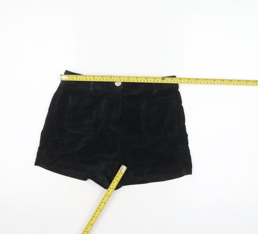 Representative Women Black Cotton Velvet High Rise Chino Shorts S