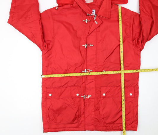 Berner Men's Red Hooded Windproof Parka Jacket Size L