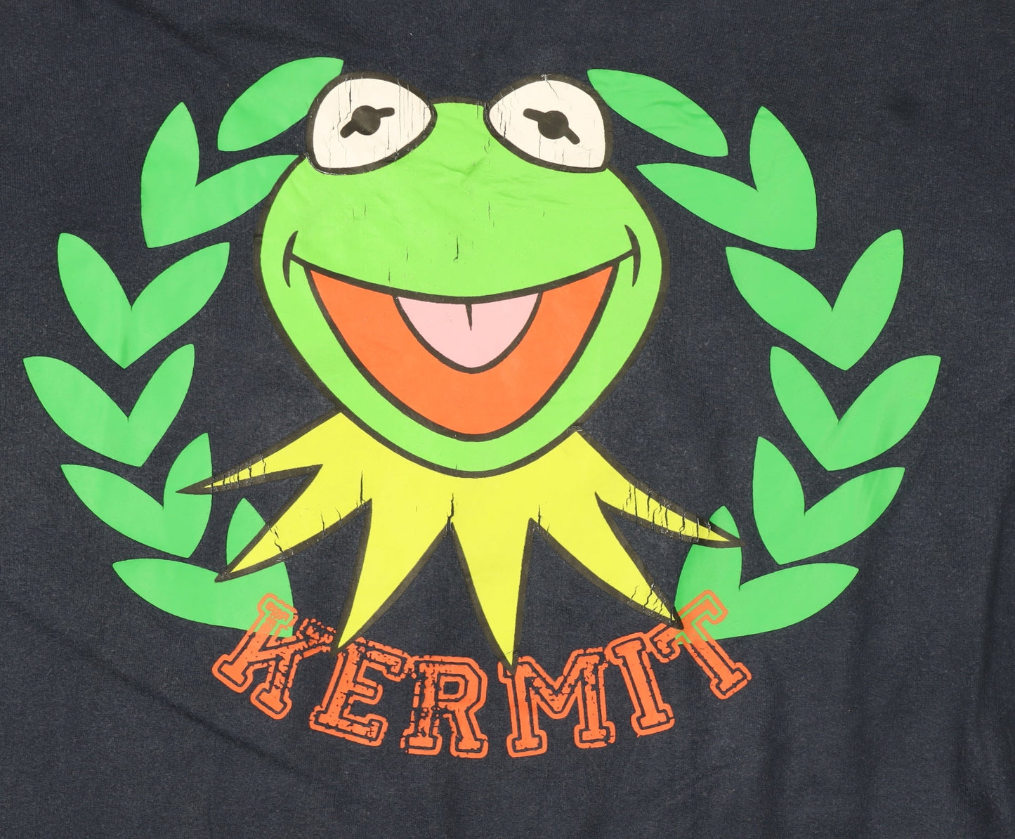 Disney Women's Navy Kermit Hoodie L 100% Cotton Pullover