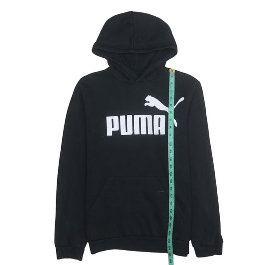Puma Boys Black Pullover Hoodie 15-16 Years Logo Fleece Sweatshirt