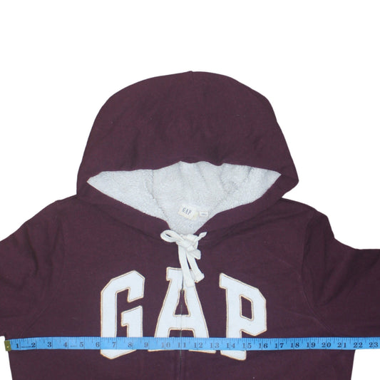 GAP Women Burgundy Full Zip Hoodie Size L Sherpa Lined Casual
