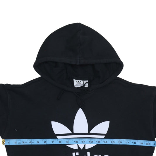 Adidas Womens Black Pullover Hoodie Size 4 Logo Print Casual Sweatshirt
