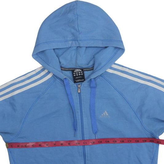 Adidas Women Blue Full Zip Hoodie Small Essentials Sportswear