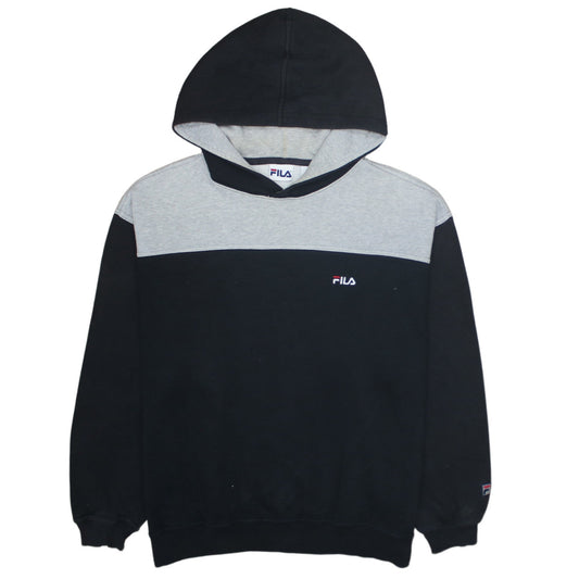 FILA Mens Black & Grey Pullover Hoodie Size L Regular Fit