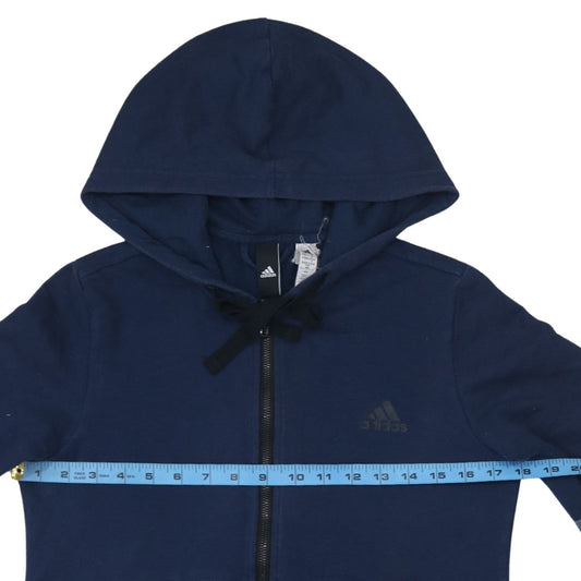 Adidas Womens Navy Full Zip Hoodie Sweatshirt M Blue Logo Casual