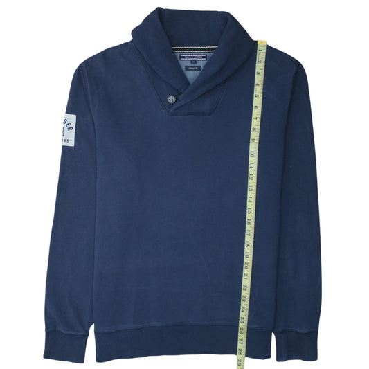 Tommy Hilfiger Men's Blue Henley Sweatshirt XL Vintage Fit