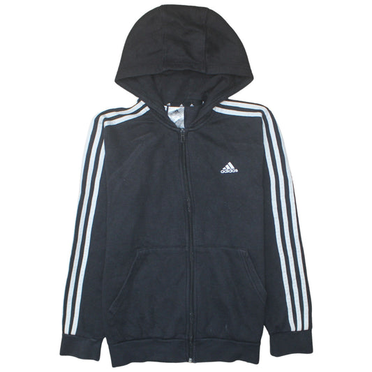 Adidas Boys Black Full Zip Hoodie 13-14 Years Fleece Sports Top