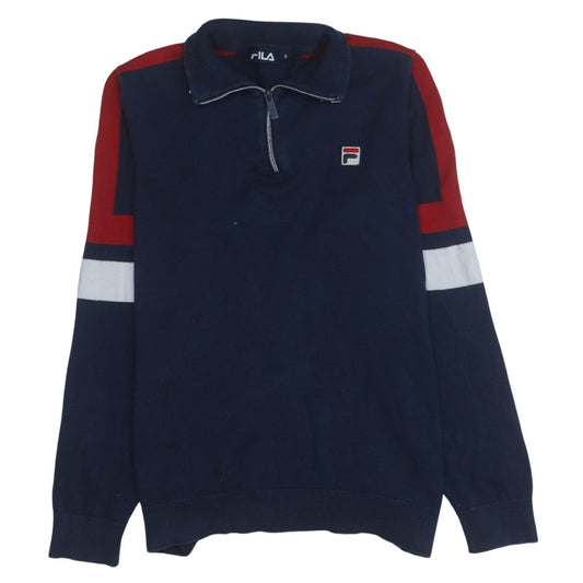 Fila Men's Blue Red 1/4 Zip Collared Sweatshirt Size S