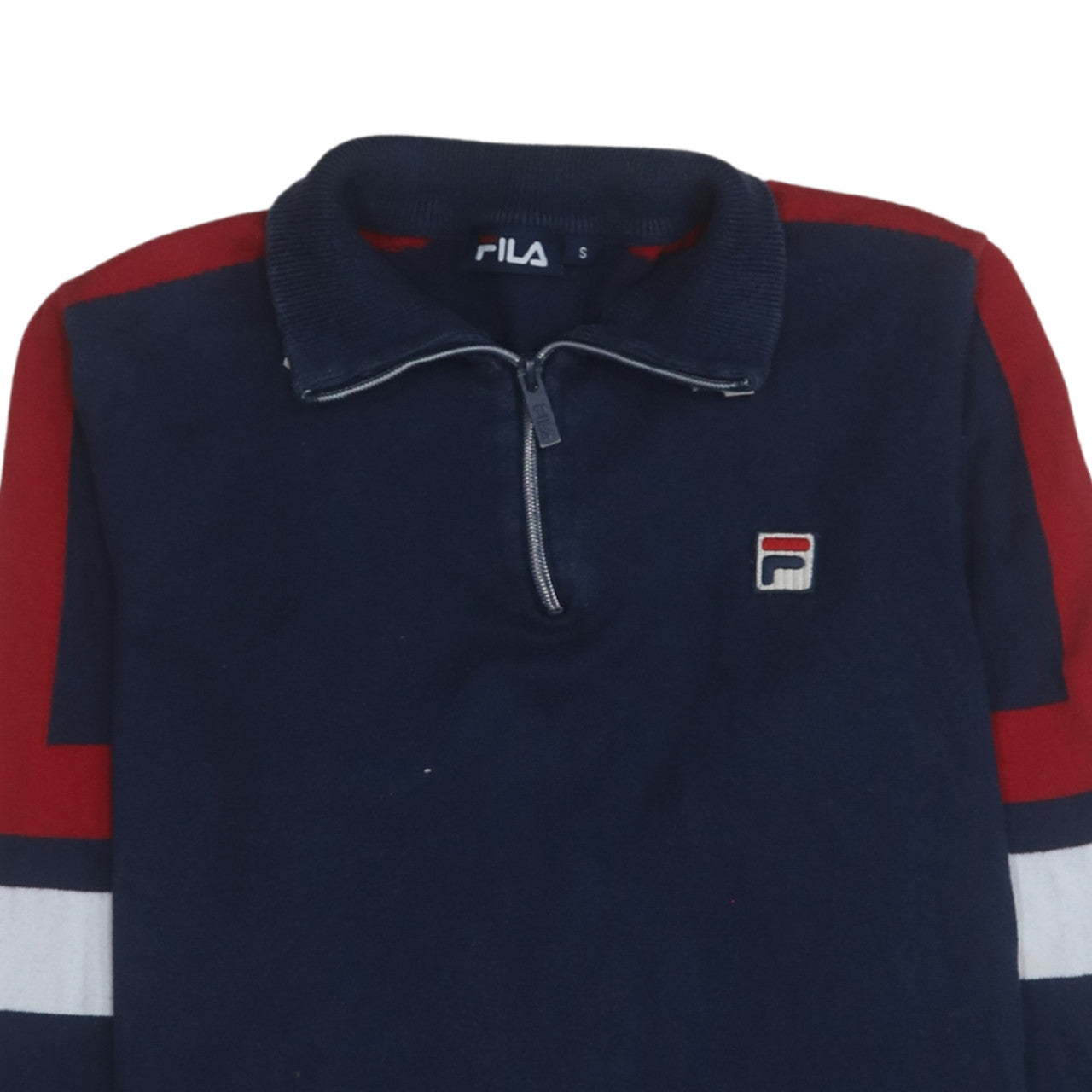 Additional view of Fila Men's Blue Red 1/4 Zip Collared Sweatshirt, size S