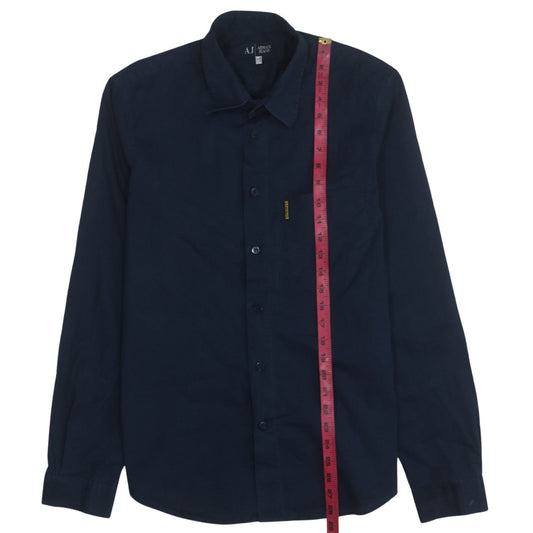 Armani Jeans Men's Blue Cotton Long Sleeve Button-Up Shirt L