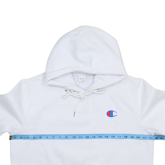 Champion Men's White Pullover Hoodie Large Embroidered Logo