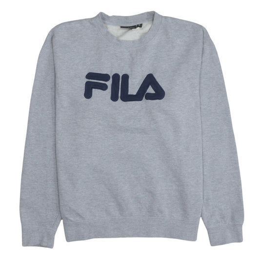 FILA Men's Grey Pullover Sweatshirt M Regular Fit Crew Neck Logo