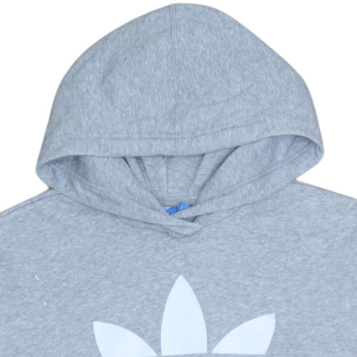 Additional view of Adidas Women Grey Hooded Pullover Sweatshirt, size 10, Logo Print