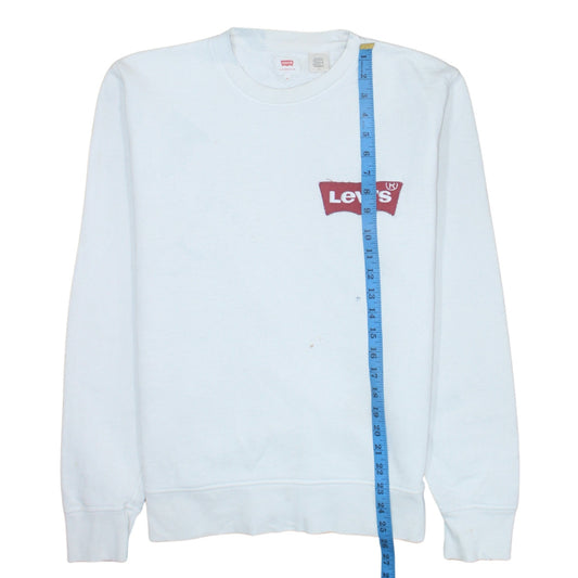 Levi's Mens White Crew Neck Logo Pullover Sweatshirt Size M