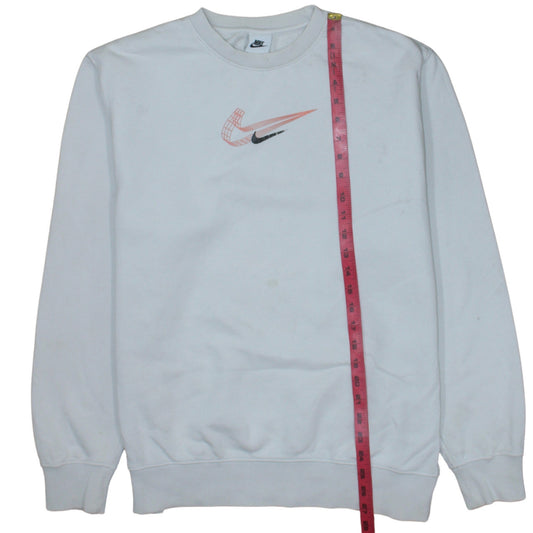 Nike Men's White Graphic Logo Sweatshirt M Pullover Fleece