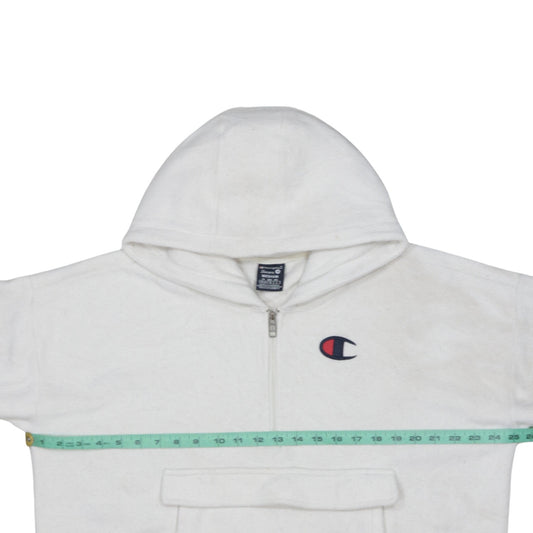 Champion Women’s White Medium 1/4 Zip Hoodie Fleece Logo JD Sports