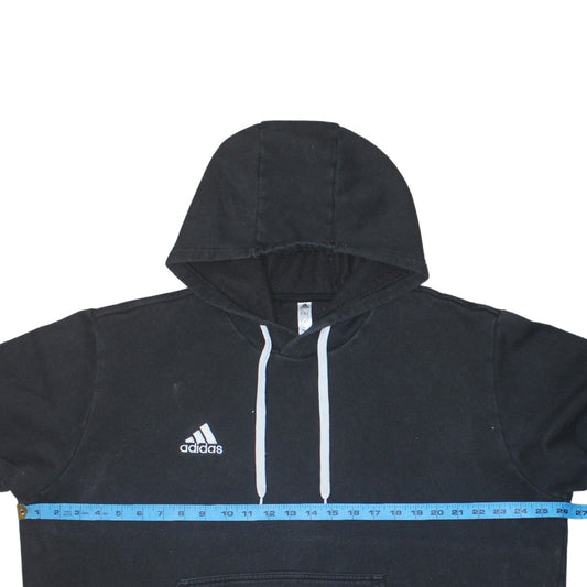 Adidas Men's Black 2XL Pullover Hoodie with Logo Embroidery