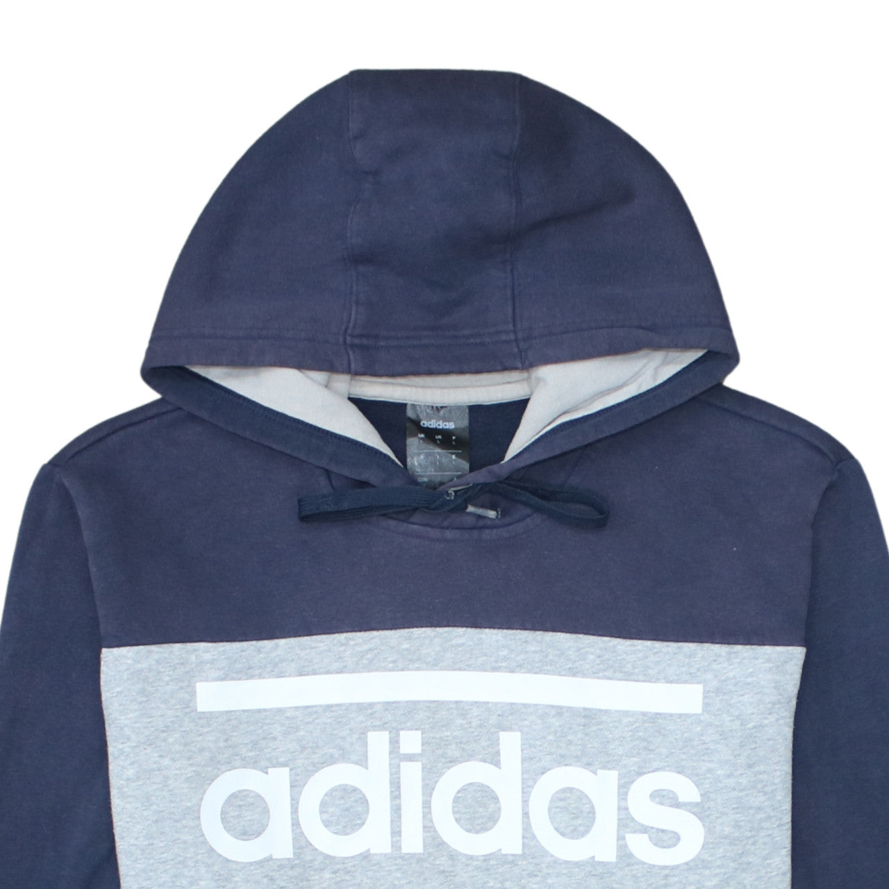 Additional view of Adidas Men's Grey Navy Pullover Hoodie L Logo Fleece Sweatshirt