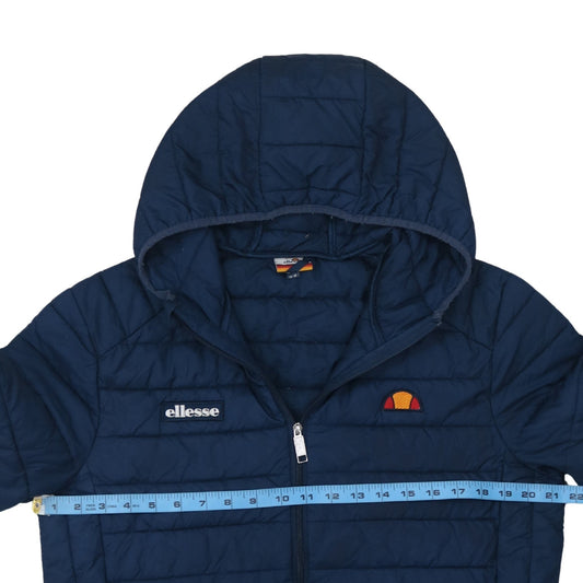 Ellesse Men Blue Hooded Puffer Jacket M Regular Fit Quilted Zip-Up