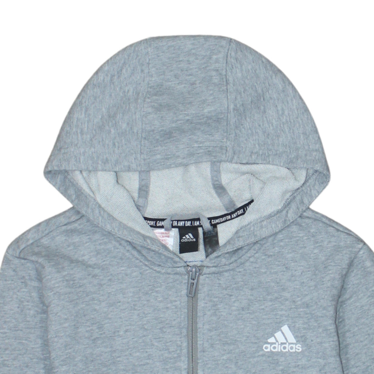 Additional view of Adidas boys’ grey full zip hoodie l 13-14 years hooded sportswear