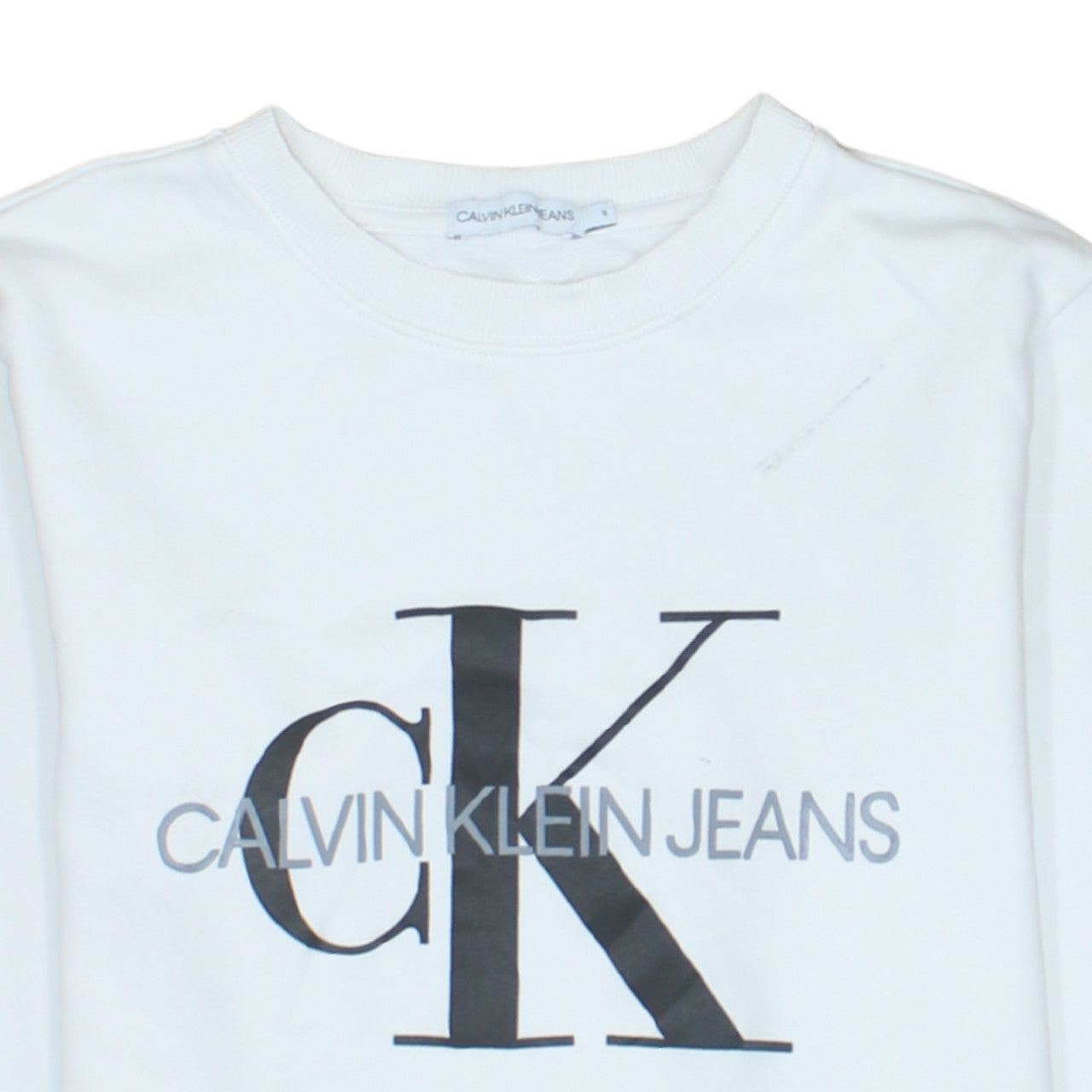 Additional view of Calvin Klein Jeans boys’ white logo pullover sweatshirt, size 16, years