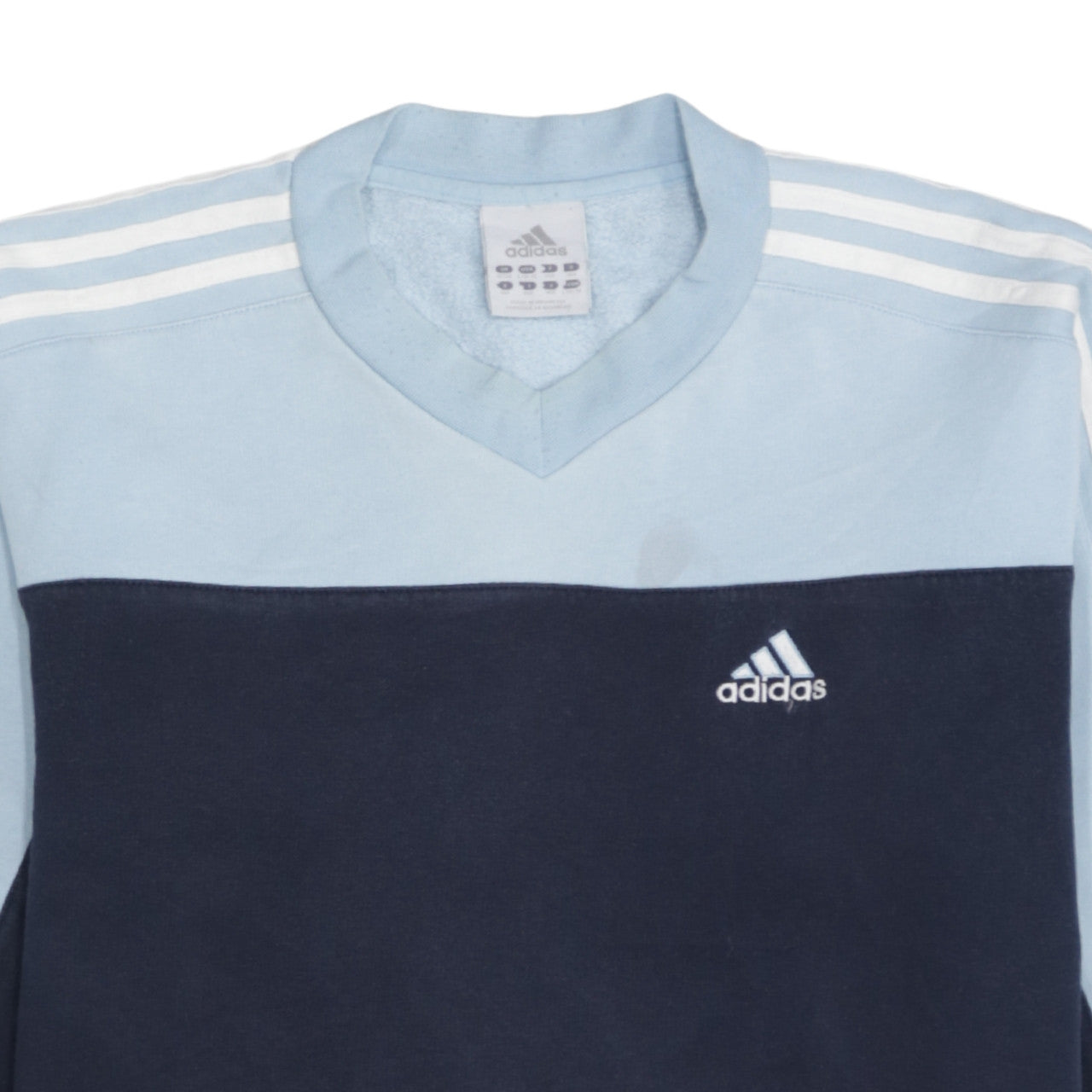 Additional view of Adidas boys’ blue colourblock v-neck pullover sweatshirt, size 13-14, years