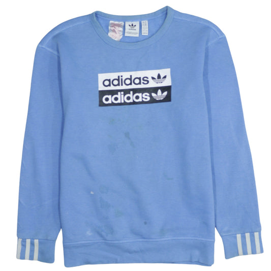Adidas Boys Blue Crew Neck Pullover Sweatshirt Size 11-12 Years