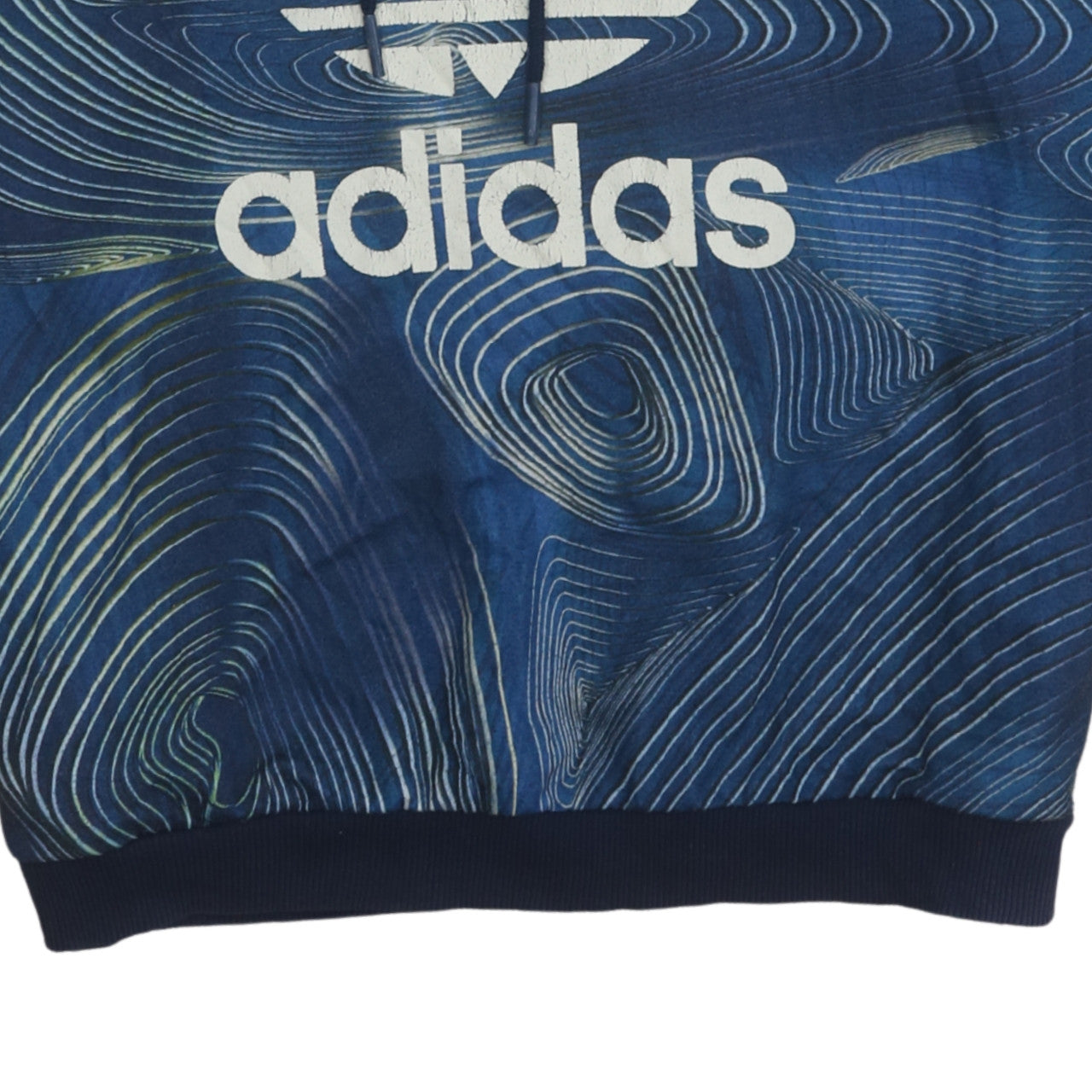 Additional view of Adidas women’s blue graphic pullover hoodie, size UK 16
