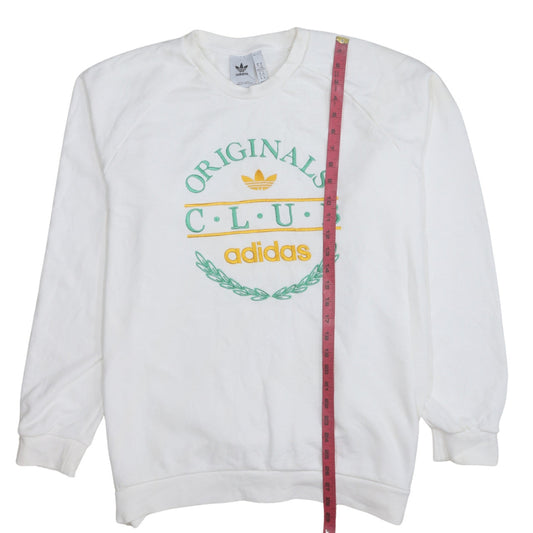Adidas Men's White XL Originals Club Embroidered Pullover Sweatshirt