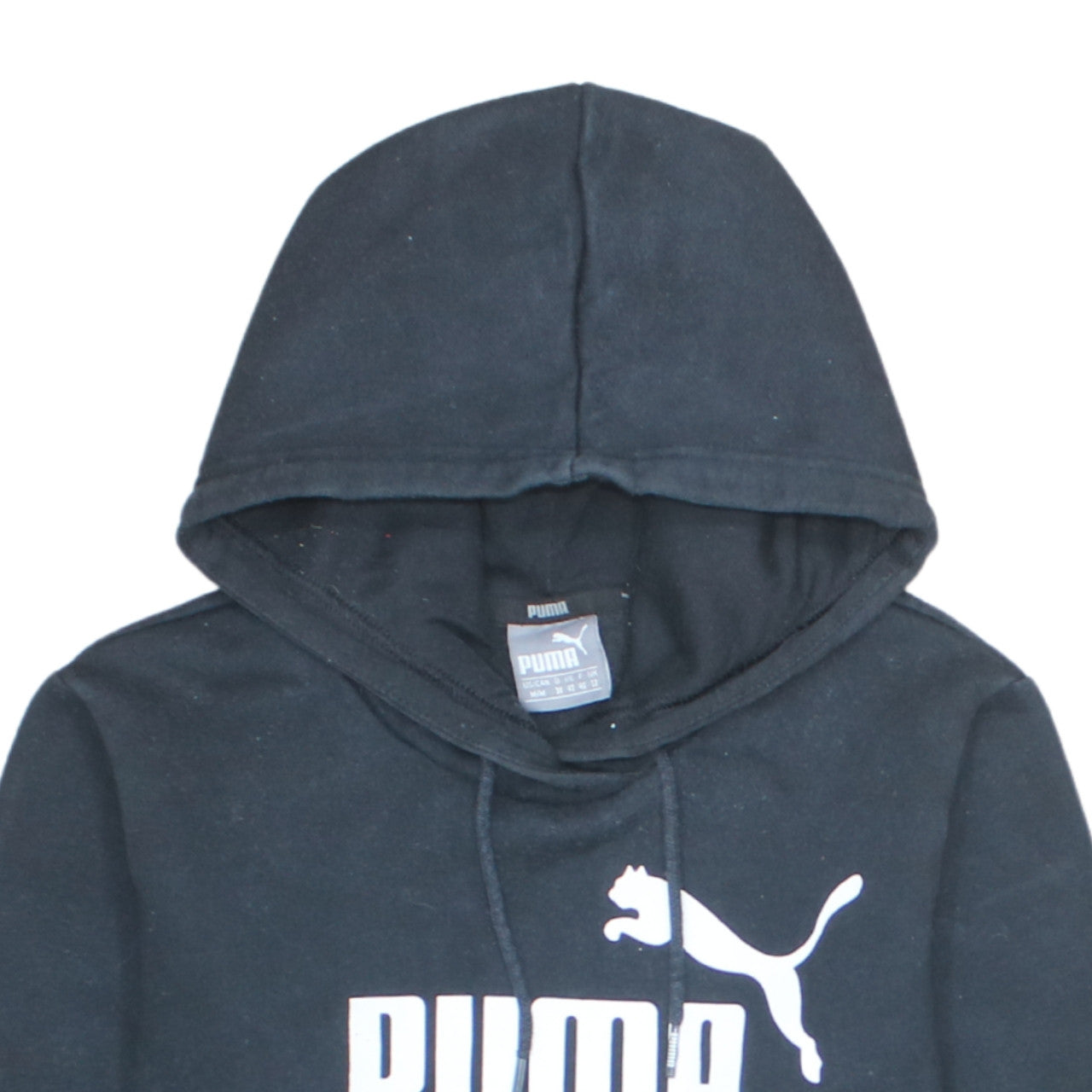 Additional view of Puma women’s black logo pullover hoodie, size UK 12