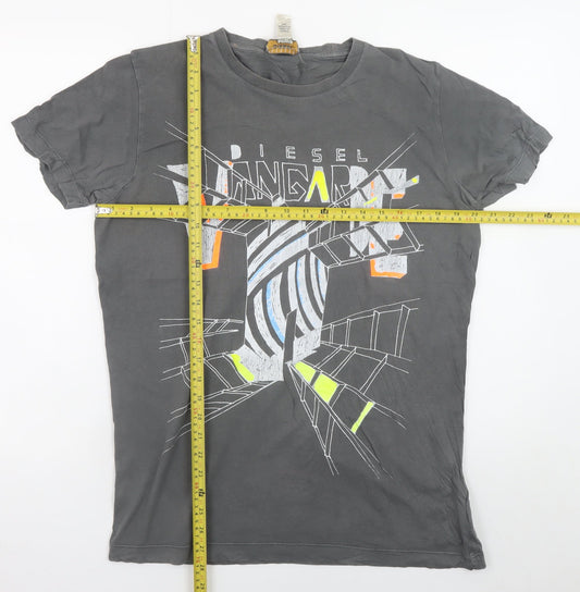 Diesel Men's Grey Graphic Print Cotton T-Shirt Size L