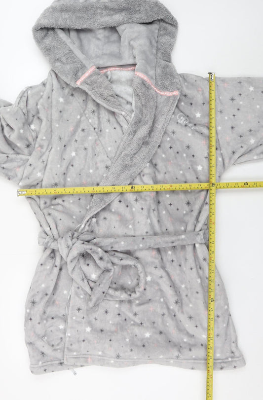 Marks and Spencer Women Grey Fleece Hooded Plus Robe 20-22