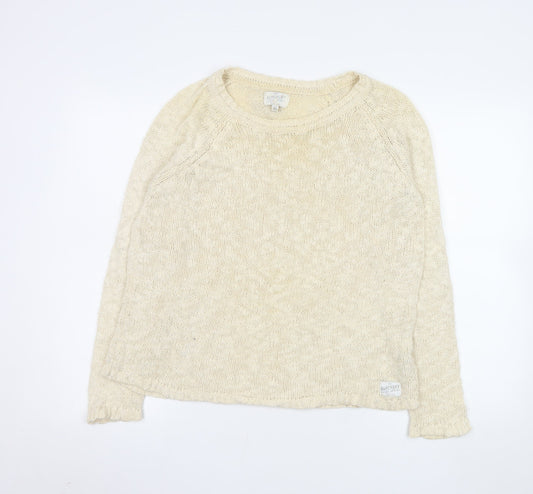 Superdry Women Beige Cotton Knit Pullover Jumper M