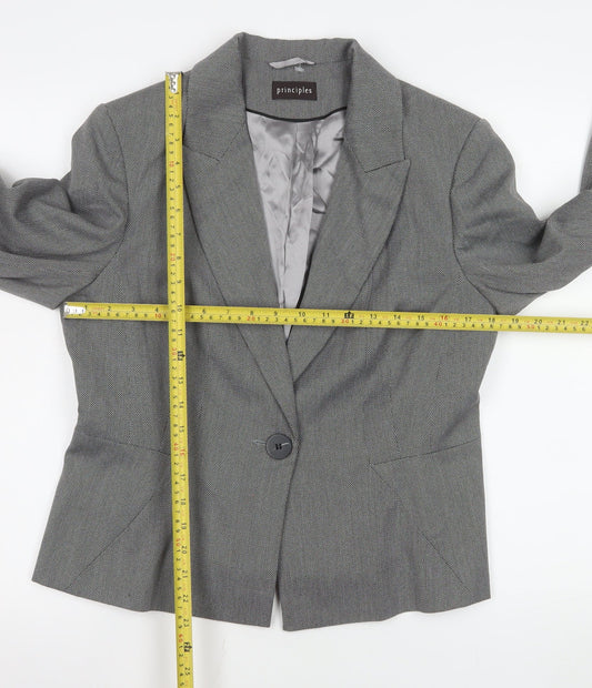 Principles Women's Grey Size 14 Classic Single-Breasted Suit Jacket