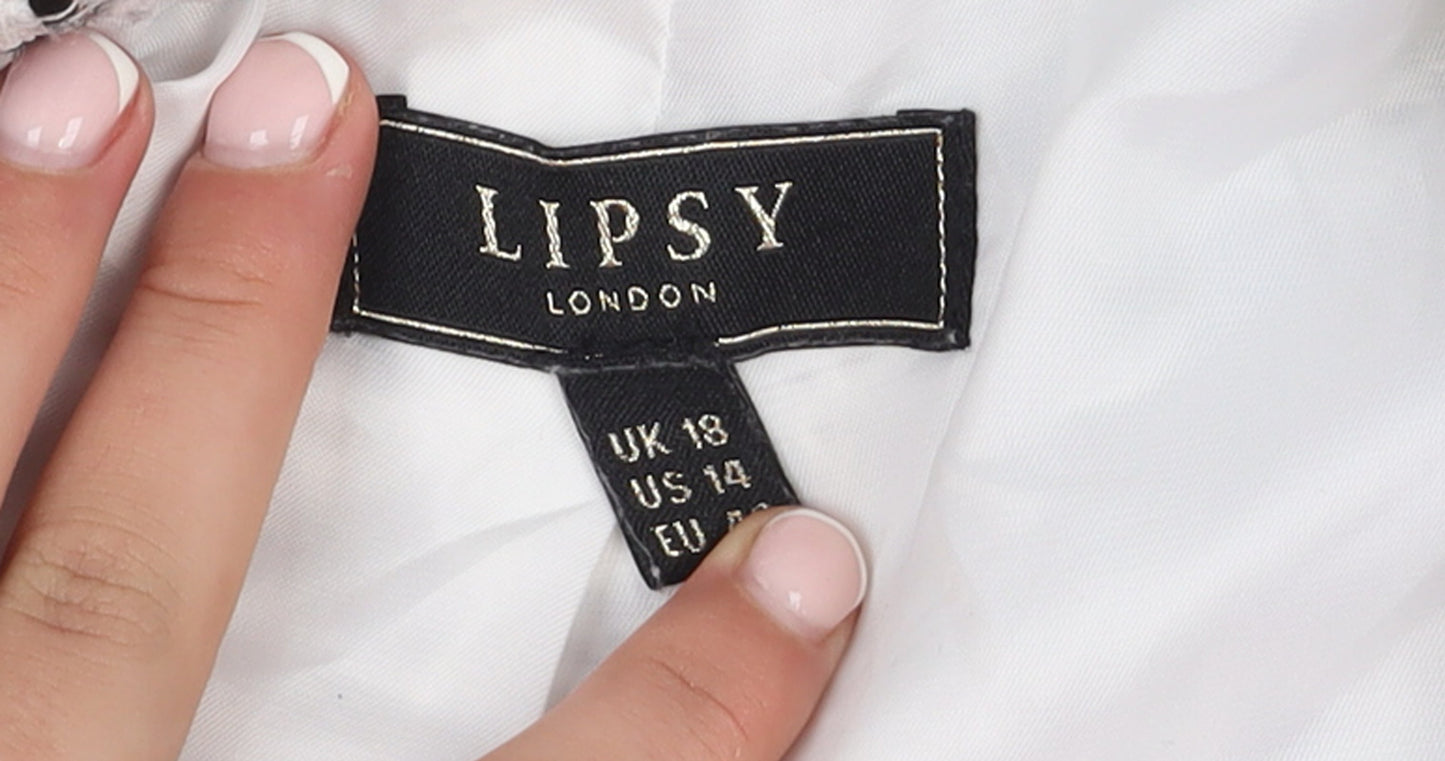 Lipsy Women’s White Bouclé Checked Blazer Jacket UK 18