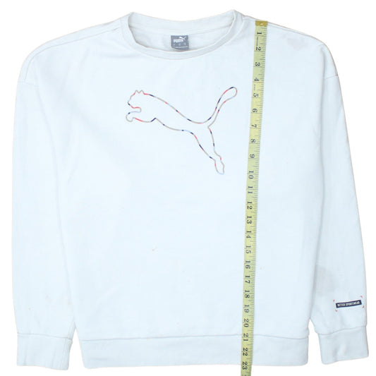 Puma Womens White Medium Crew Neck Pullover Sweatshirt
