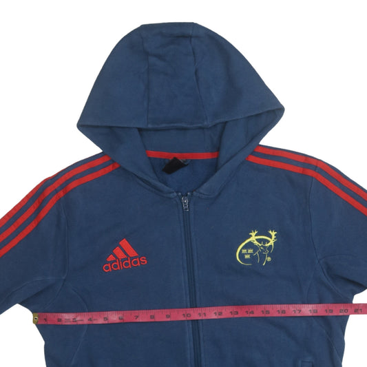 Adidas Boys Blue Full Zip Hoodie S Rugby Logo Fleece Sweatshirt