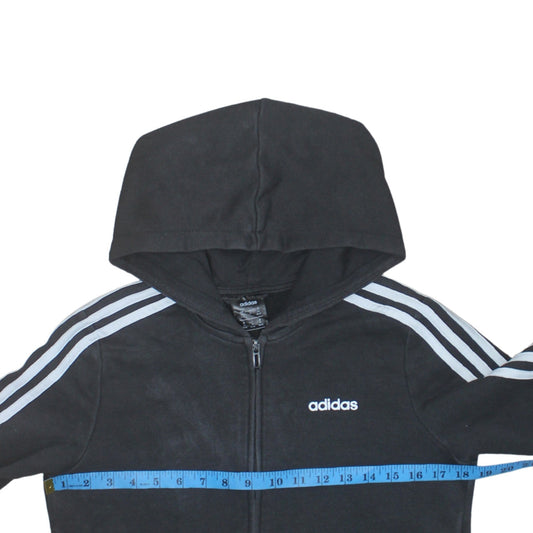 Adidas Womens Black Full Zip Hoodie Size M 12-14 Hooded Sweatshirt