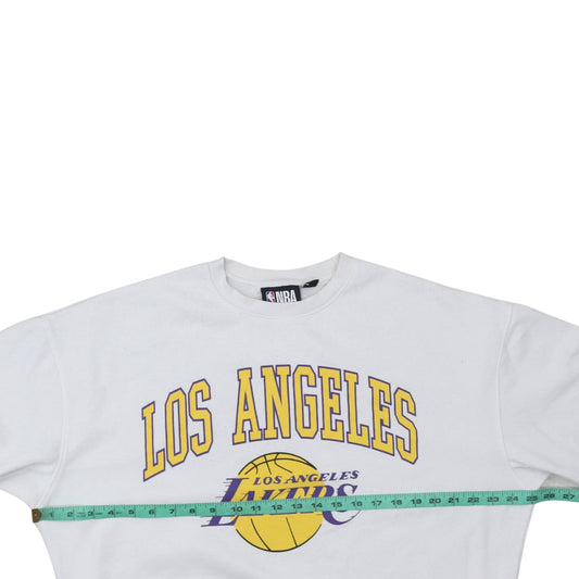 NBA Los Angeles Lakers White Crew Neck Sweatshirt Women L Graphic Print