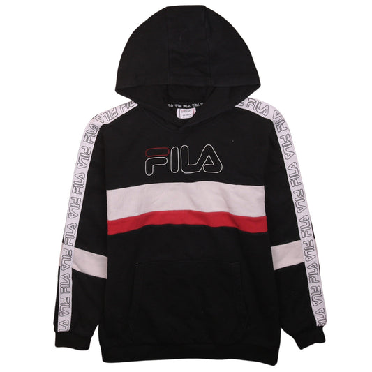 Fila Boys Black Hoodie 13-14 Years Pullover Logo Cotton Blend