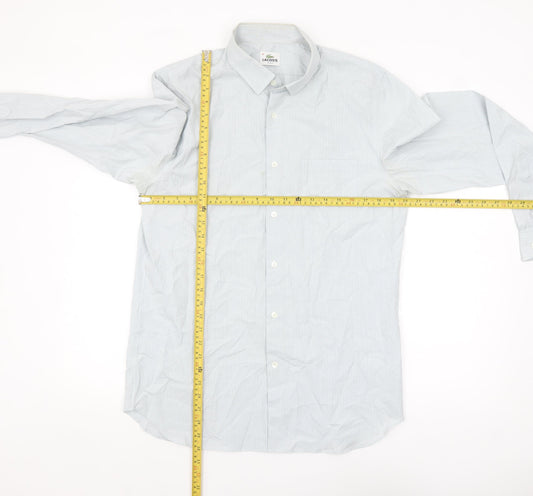Lacoste Men's Blue Slim Fit Long Sleeve Striped Dress Shirt Size 41