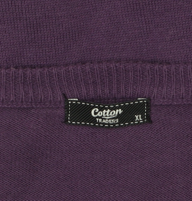Cotton Traders Men's Purple V-Neck XL Cotton Pullover Jumper