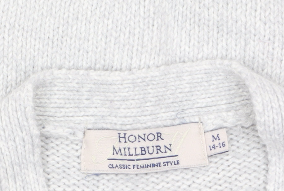Honor Millburn Women’s Grey Cable-Knit Sleeveless Vest Jumper Size 14