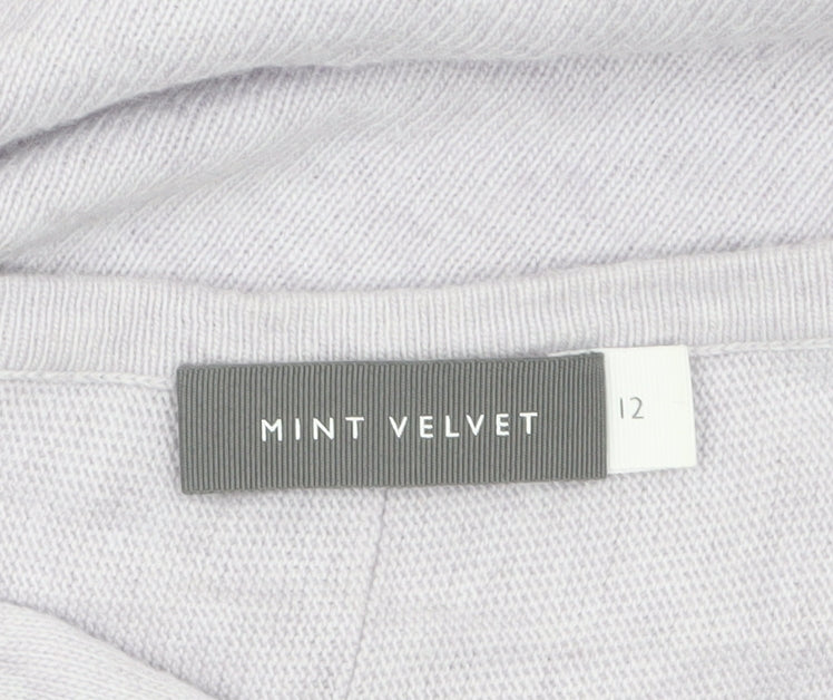Mint Velvet Womens Ivory Size 12 Relaxed Boat Neck Button Sleeve Jumper